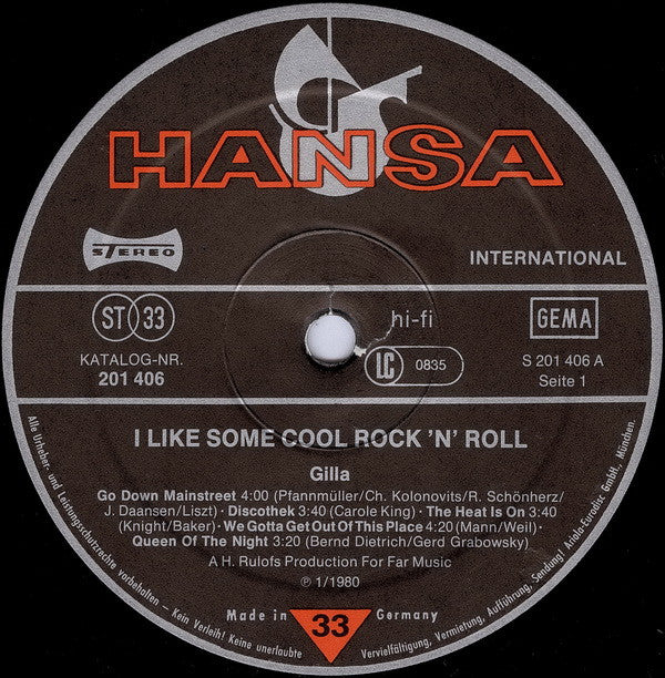 Gilla ~ I Like Some Cool Rock 'n' Roll (Vinyl) - Djungel & Jazz