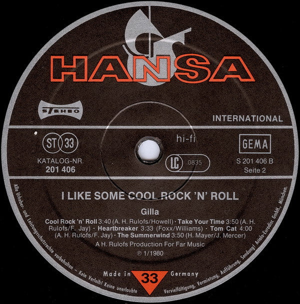 Gilla ~ I Like Some Cool Rock 'n' Roll (Vinyl) - Djungel & Jazz