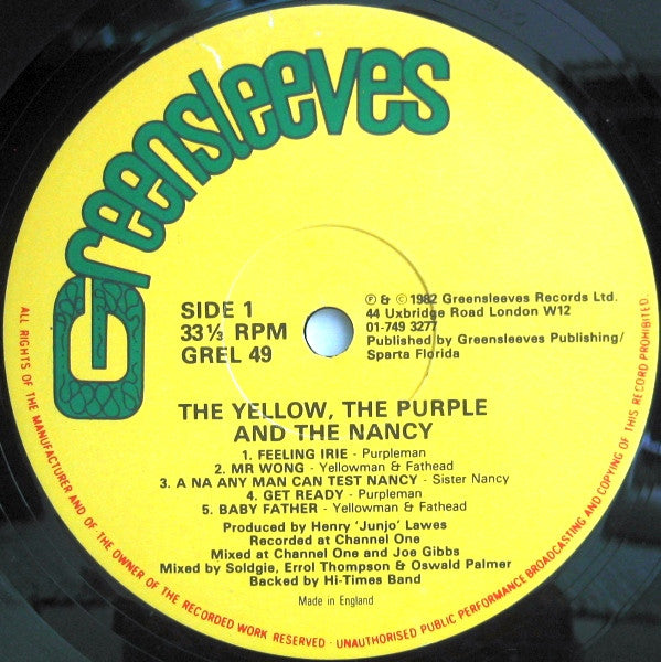 Yellowman & Fathead, Purpleman, Sister Nancy : The Yellow, The Purple, The Nancy (LP, Album)