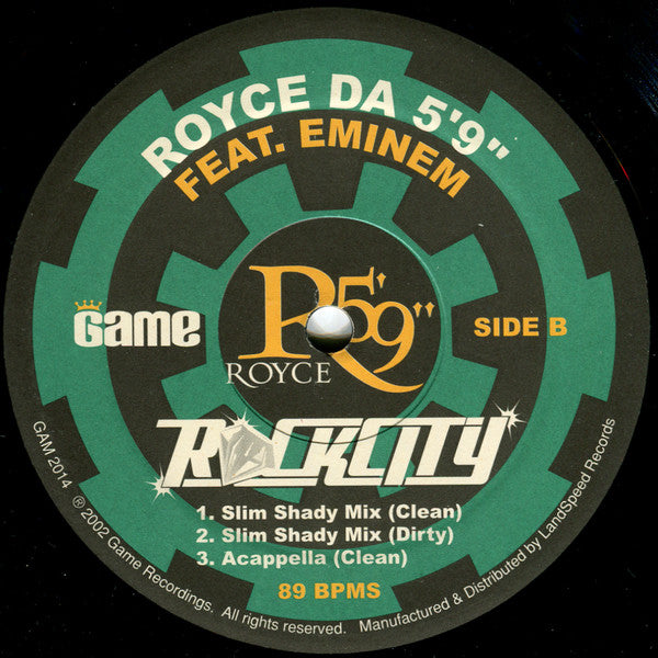 Royce Da 5'9" Featuring Eminem ~ Rock City (Vinyl) - Djungel & Jazz