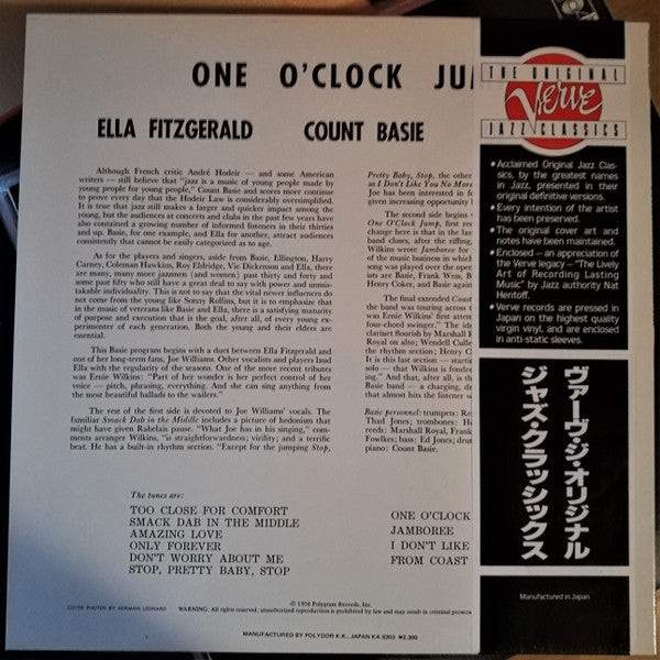 Ella Fitzgerald / Count Basie / Joe Williams ~ One O'Clock Jump (Vinyl) - Djungel & Jazz