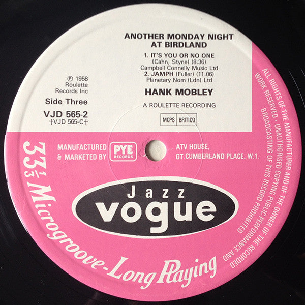 Hank Mobley, Billy Root, Curtis Fuller, Lee Morgan ~ Monday Night At Birdland (Vinyl) - Djungel & Jazz