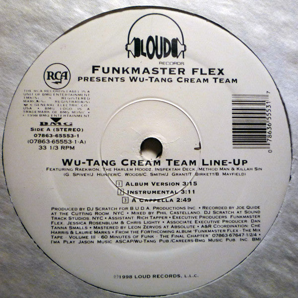 Funkmaster Flex feat. Raekwon, The Harlem Hoodz, Inspectah Deck, Method Man & Killa Sin ~ Wu Tang Cream Team Line Up / In The Tunnel At The Bar (Vinyl) - Djungel & Jazz