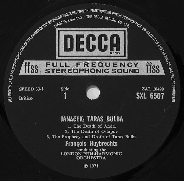 Leoš Janáček, London Philharmonic Orchestra, François Huybrechts ~ Taras Bulba / Lachian Dances (Vinyl) - Djungel & Jazz