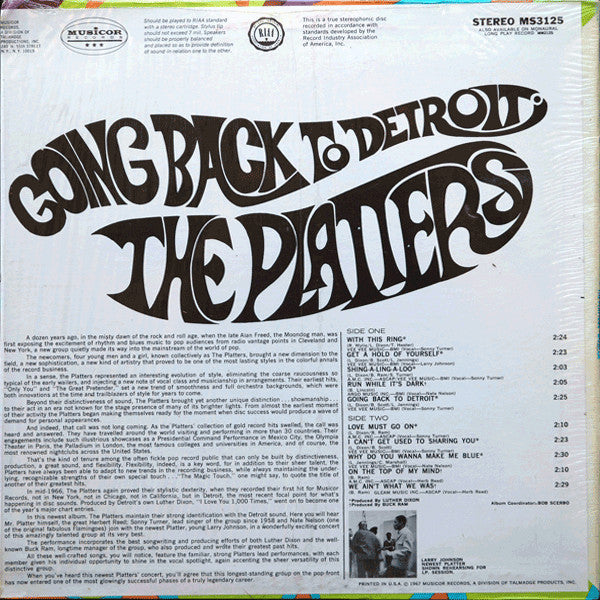The Platters ~ Going Back To Detroit (Vinyl) - Djungel & Jazz