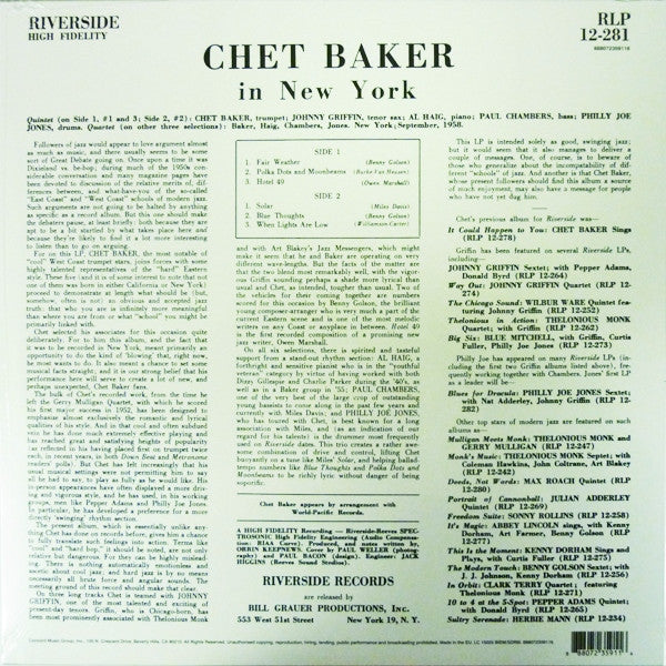 Chet Baker : In New York (LP, Album, RE, 180)