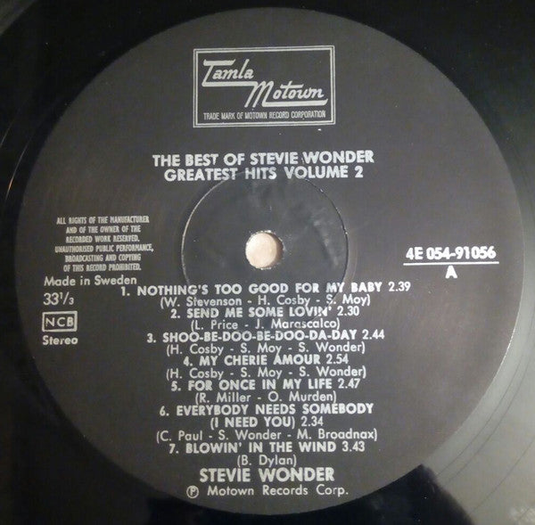 Stevie Wonder ~ The Best Of Stevie Wonder - Greatest Hits Volume 2 (Vinyl) - Djungel & Jazz