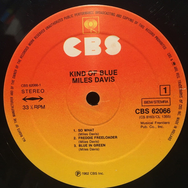 Miles Davis : Kind Of Blue (LP, Album, RE)