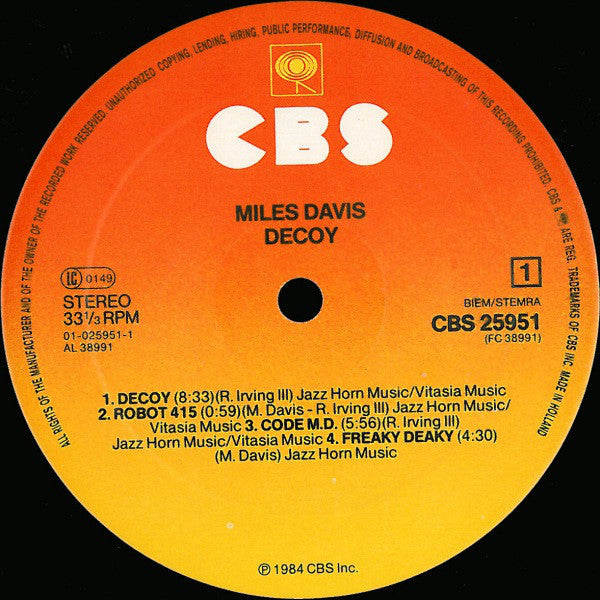 Miles Davis ~ Decoy (Vinyl) - Djungel & Jazz