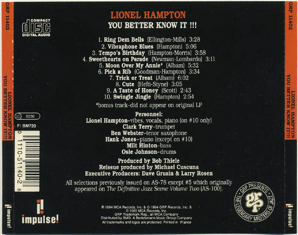 Lionel Hampton ~ You Better Know It!!! (Vinyl) - Djungel & Jazz