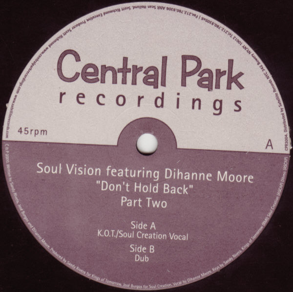 Soul Vision : Don't Hold Back (Part Two) (12")