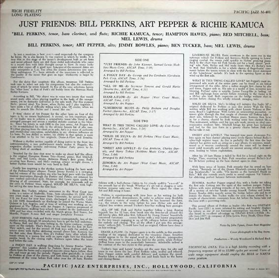 Bill Perkins, Art Pepper & Richie Kamuca : Just Friends (LP, Album, Ltd, RE)