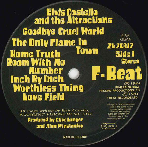 Elvis Costello And The Attractions ~ Goodbye Cruel World (Vinyl) - Djungel & Jazz