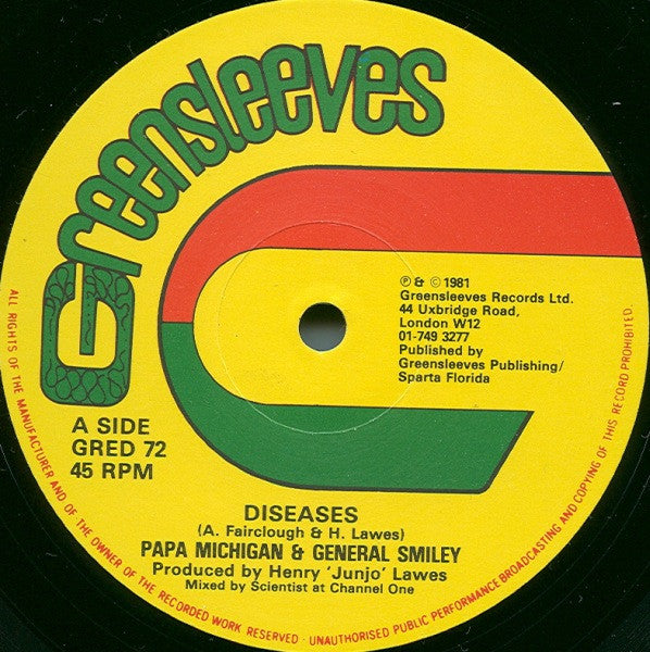 Papa Michigan & General Smiley* / Little John : Diseases / Dance Hall Style (12")