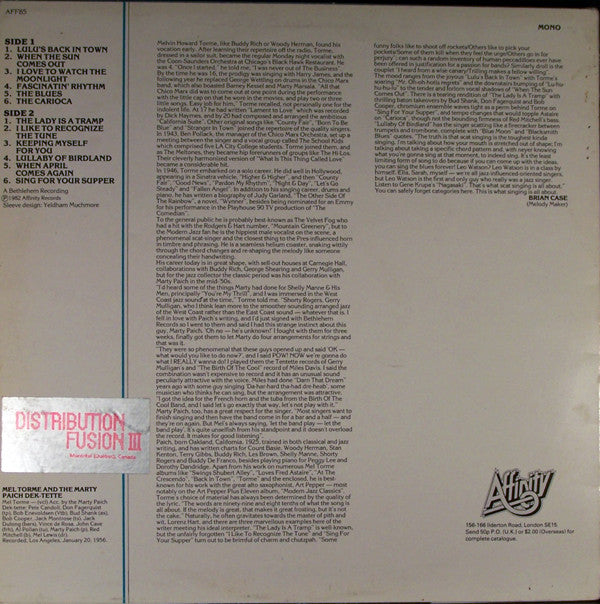 Mel Tormé And The Marty Paich Dek-Tette ~ Lulu's Back In Town (Vinyl) - Djungel & Jazz