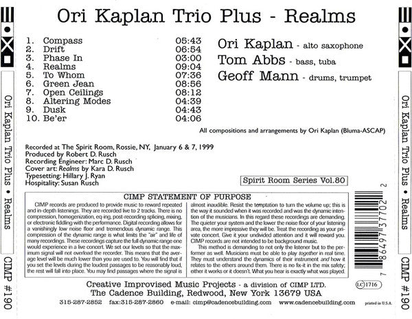 Ori Kaplan Trio Plus ~ Realms (Vinyl) - Djungel & Jazz