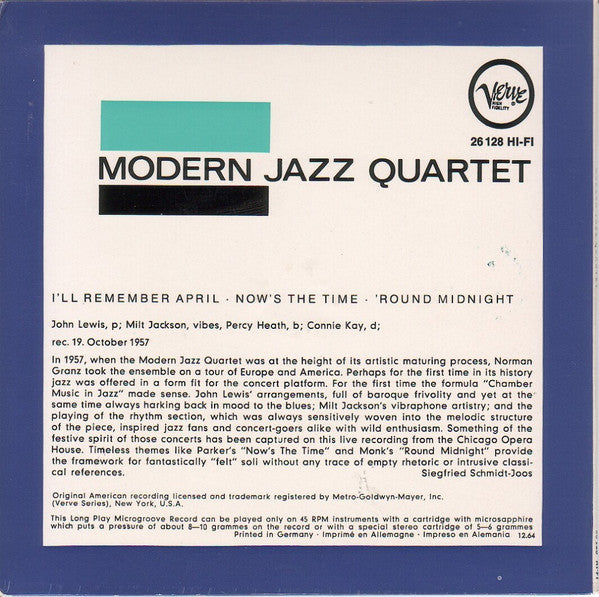 The Modern Jazz Quartet ~ Modern Jazz Quartet (Vinyl) - Djungel & Jazz