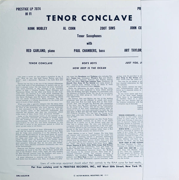 Hank Mobley / Al Cohn / John Coltrane / Zoot Sims ~ Tenor Conclave (Vinyl) - Djungel & Jazz