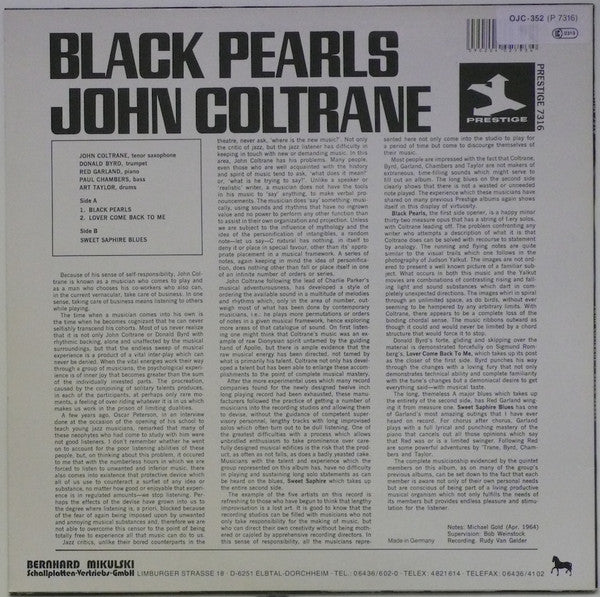 John Coltrane : Black Pearls (LP, Album, RE)