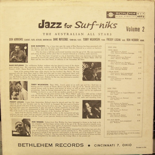 The Australian All-Stars ~ Jazz For Surf-niks Volume 2 (Vinyl) - Djungel & Jazz