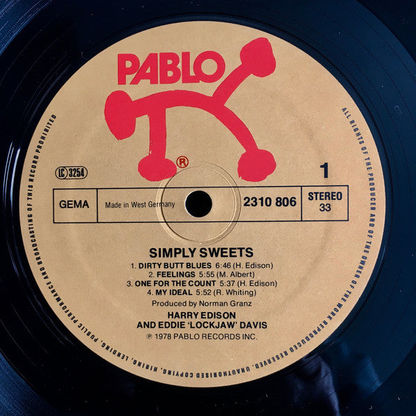 Harry Edison And Eddie 'Lockjaw' Davis ~ Simply Sweets (Vinyl) - Djungel & Jazz