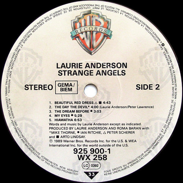 Laurie Anderson ~ Strange Angels (Vinyl) - Djungel & Jazz