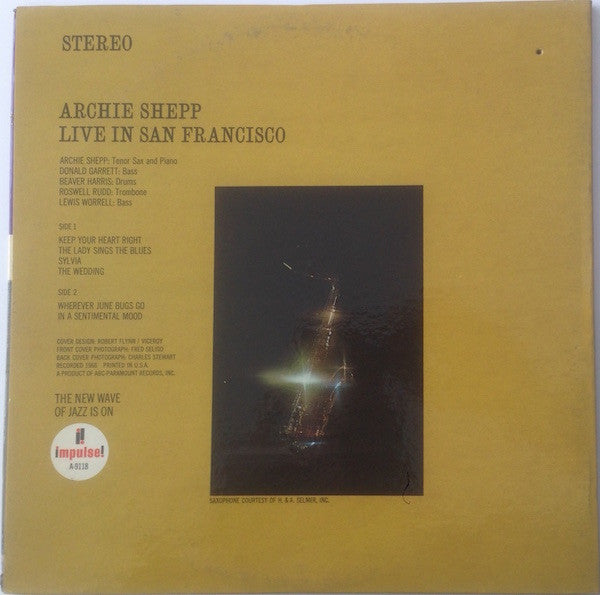 Archie Shepp ~ Live In San Francisco (Vinyl) - Djungel & Jazz