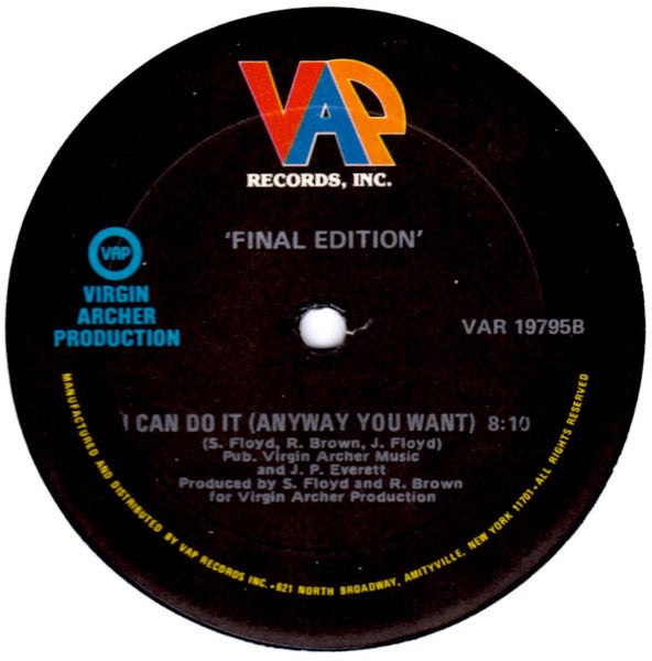 Final Edition : No Limit / I Can Do It (Anyway You Want) (12")