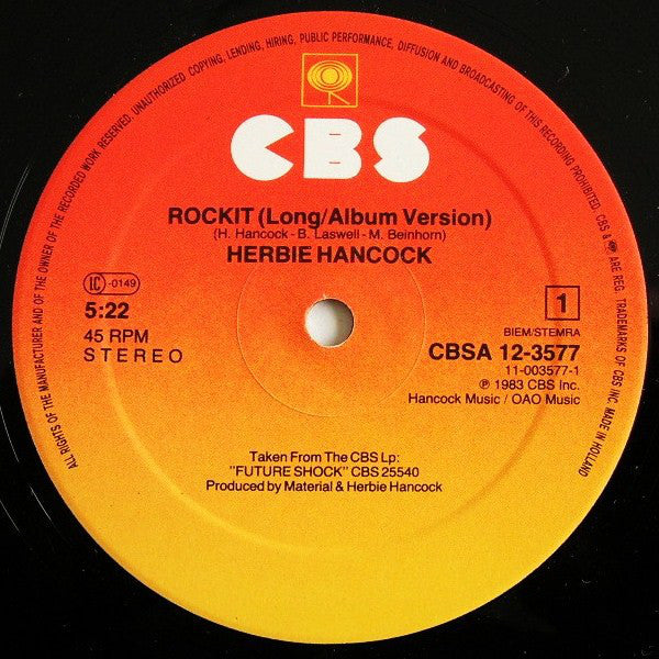 Herbie Hancock ~ Rockit (Extended Dance Version) (Vinyl) - Djungel & Jazz