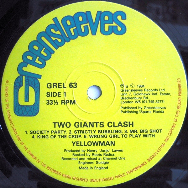 Yellowman Versus Josey Wales ~ Two Giants Clash (Vinyl) - Djungel & Jazz