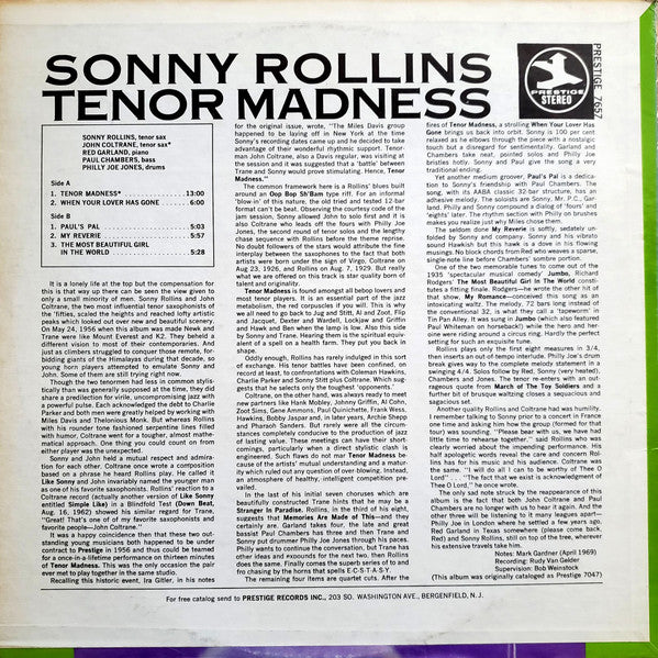 Sonny Rollins ~ Tenor Madness (Vinyl) - Djungel & Jazz