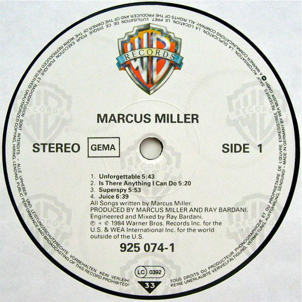 Marcus Miller ~ Marcus Miller (Vinyl) - Djungel & Jazz