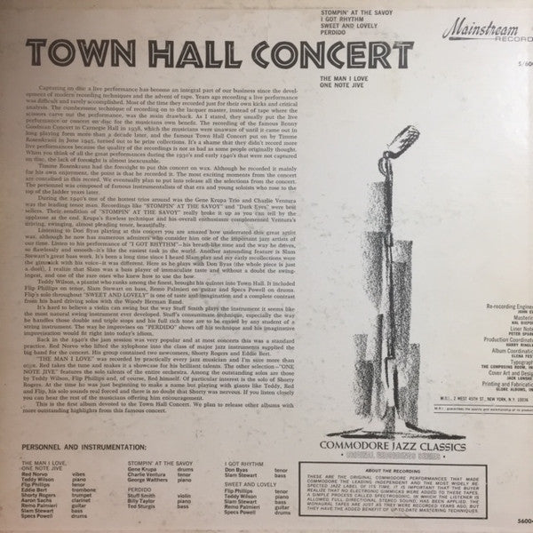 Various ~ Town Hall Concert (Vinyl) - Djungel & Jazz