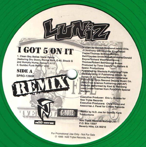 Luniz : I Got 5 On It (Remix) (12", Single, Promo, Gre)