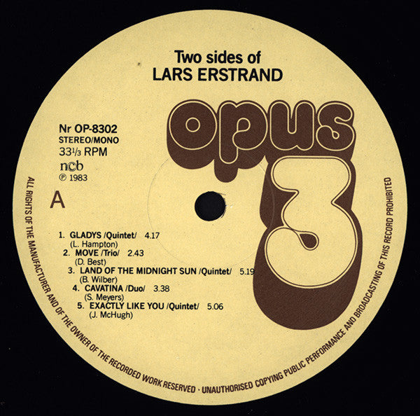 Lars Erstrand ~ Two Sides Of Lars Erstrand (Vinyl) - Djungel & Jazz