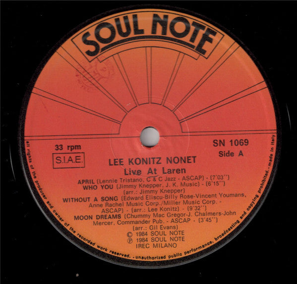 Lee Konitz Nonet ~ Live At Laren (Vinyl) - Djungel & Jazz