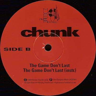 Chunk : It's On Like That / The Game Don't Last (12")