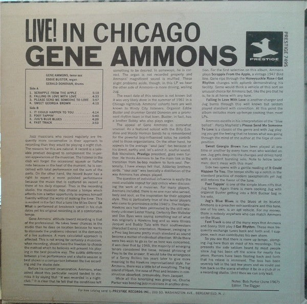Gene Ammons : Live! In Chicago (LP, Album, RE)