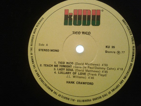 Hank Crawford ~ Tico Rico (Vinyl) - Djungel & Jazz