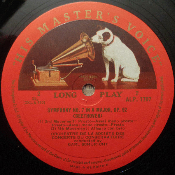 Ludwig van Beethoven - Carl Schuricht, Orchestre De La Société Des Concerts Du Conservatoire ~ Symphony No. 7 In A Major (Vinyl) - Djungel & Jazz