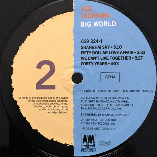 Joe Jackson ~ Big World (Vinyl) - Djungel & Jazz