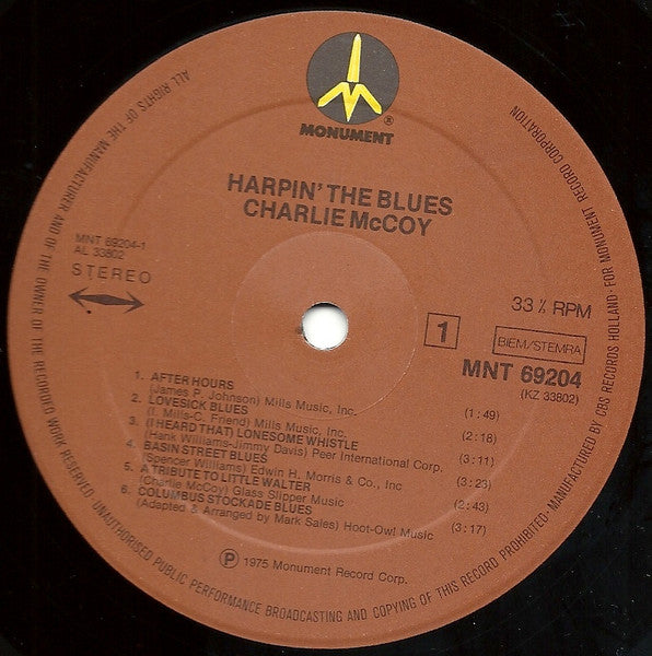 Charlie McCoy : Harpin' The Blues (LP, Album)