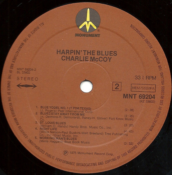 Charlie McCoy : Harpin' The Blues (LP, Album)