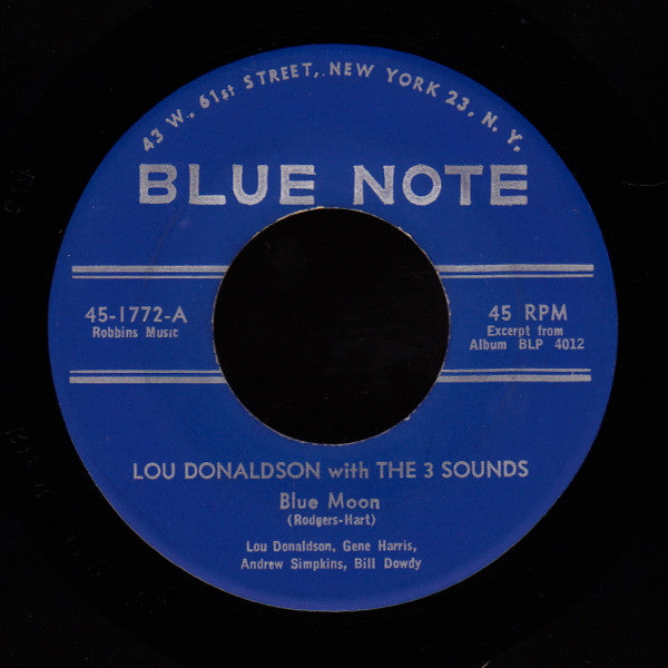 Lou Donaldson With The 3 Sounds* : Blue Moon / Smooth Groove (7", Single)