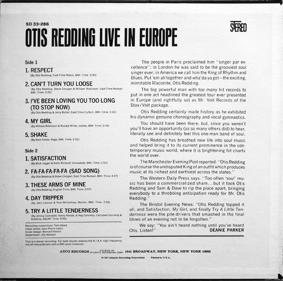 Otis Redding ~ Otis Redding Live In Europe (Vinyl) - Djungel & Jazz