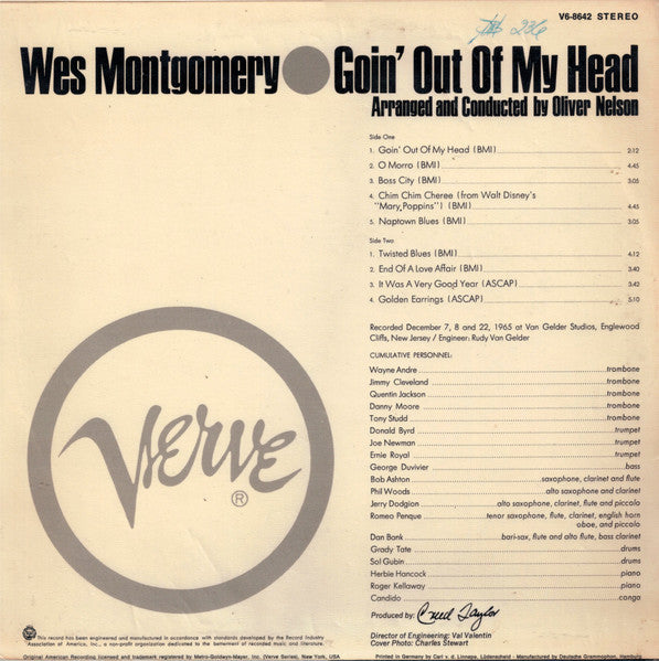 Wes Montgomery ~ Goin' Out Of My Head (Vinyl) - Djungel & Jazz