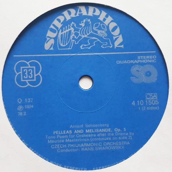 Arnold Schoenberg, Anton Webern, The Czech Philharmonic Orchestra, Hans Swarowsky ~ Pelleas And Melisande / Passacaglia For Orchestra (Vinyl) - Djungel & Jazz