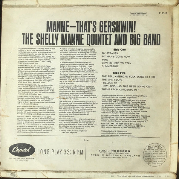 The Shelly Manne Quintet And Big Band ~ Manne-That's Gershwin! (Vinyl) - Djungel & Jazz