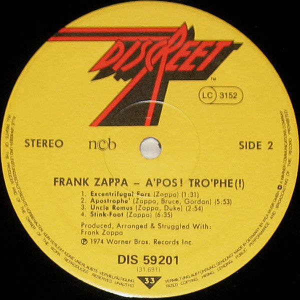 Frank Zappa : Apostrophe (') (LP, Album, RE)