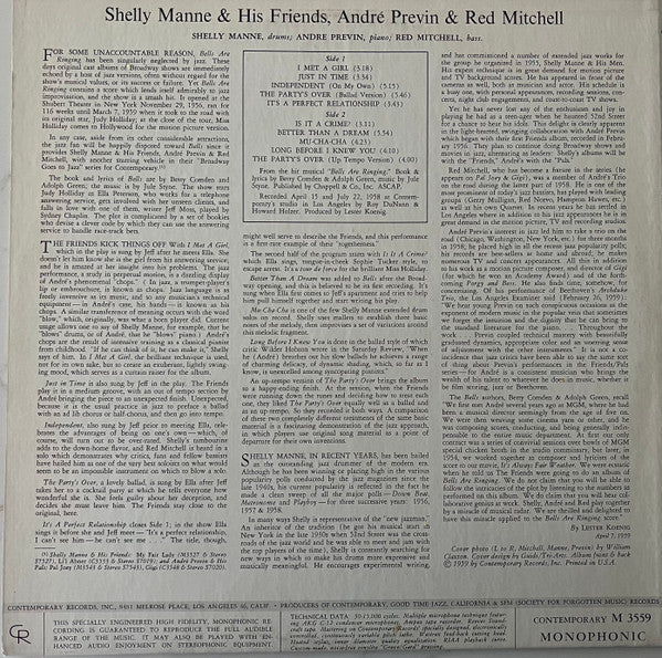 Shelly Manne & His Friends, André Previn & Red Mitchell ~ Bells Are Ringing (Vinyl) - Djungel & Jazz